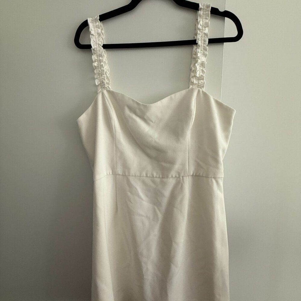 French Connection Women's White Frill Ruffle-Strap Mini Dress